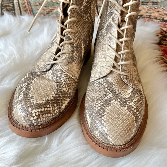 Sam Edelman Nina Snake Print Combat Boots - Picture 5 of 11
